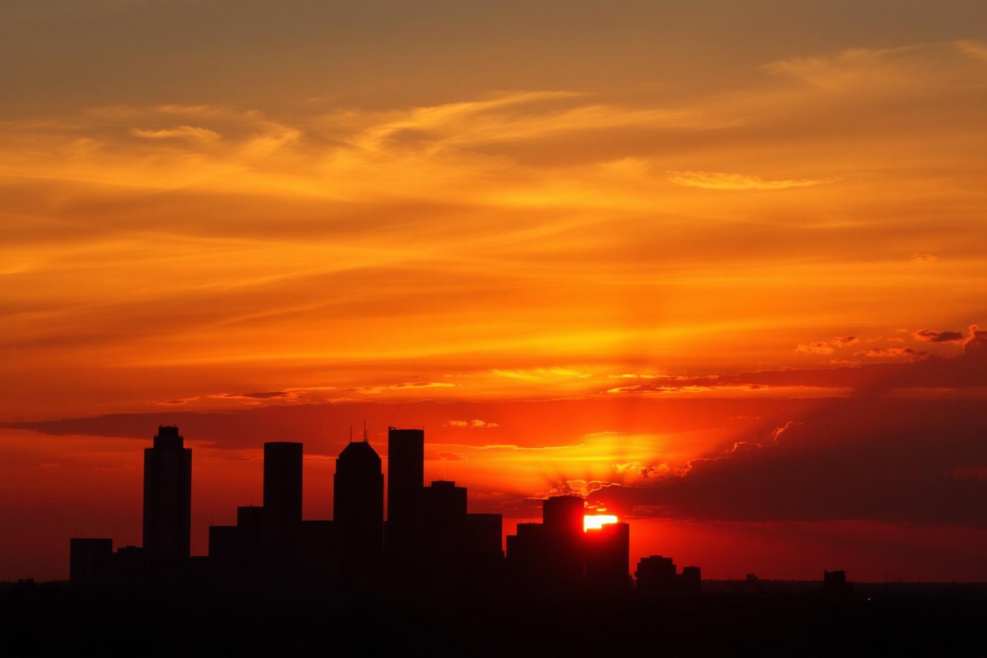 DFW sunset skyline